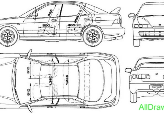 Honda Integra R 5-Door (1995) (Хонда Интегра Р 5-дверный (1995)) - чертежи (рисунки) автомобиля